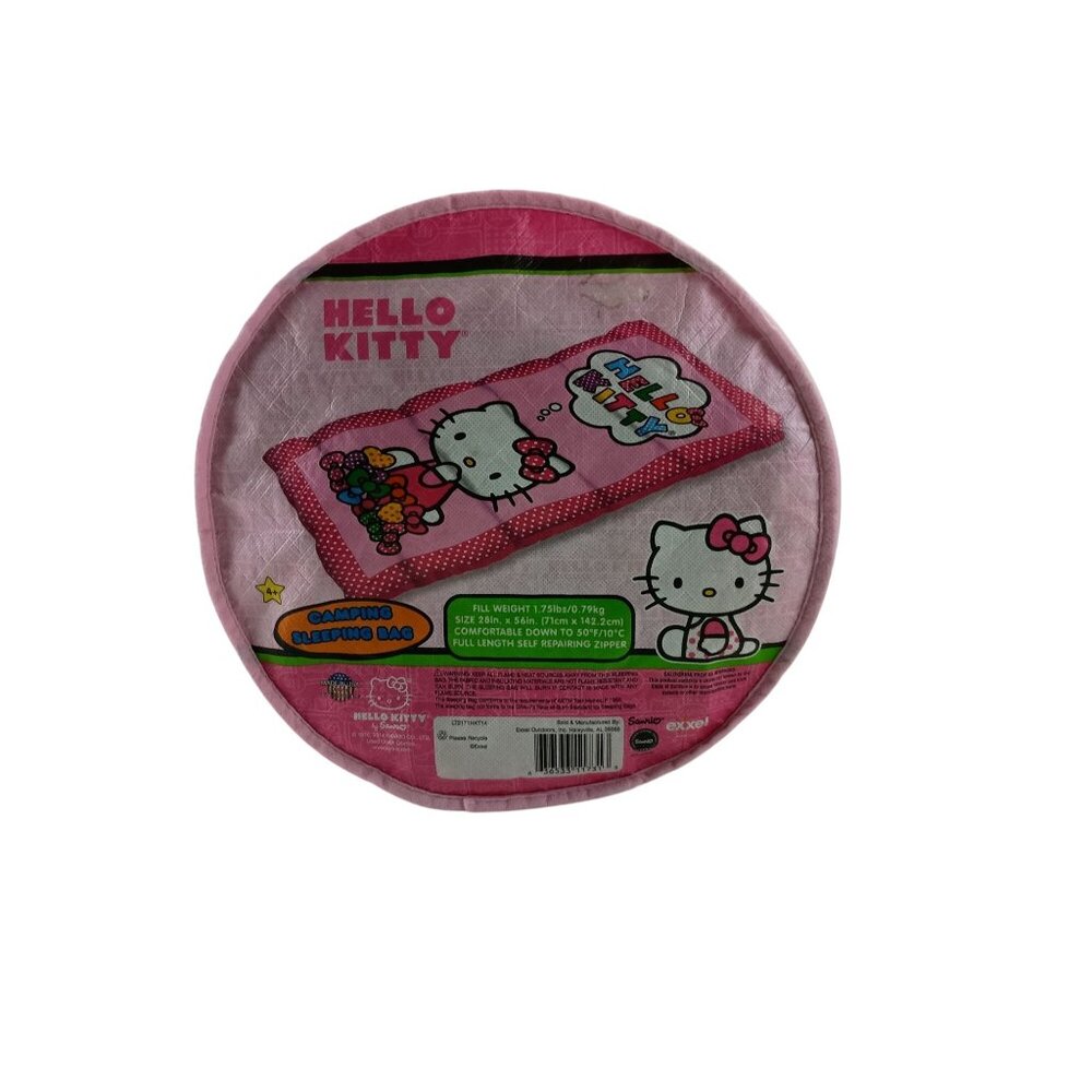 Hello Kitty Sanrio Sleeping Bag 56 X 28 Pink Polka Dot Trim 2014 Sleepover Campi - Picture 5 of 8